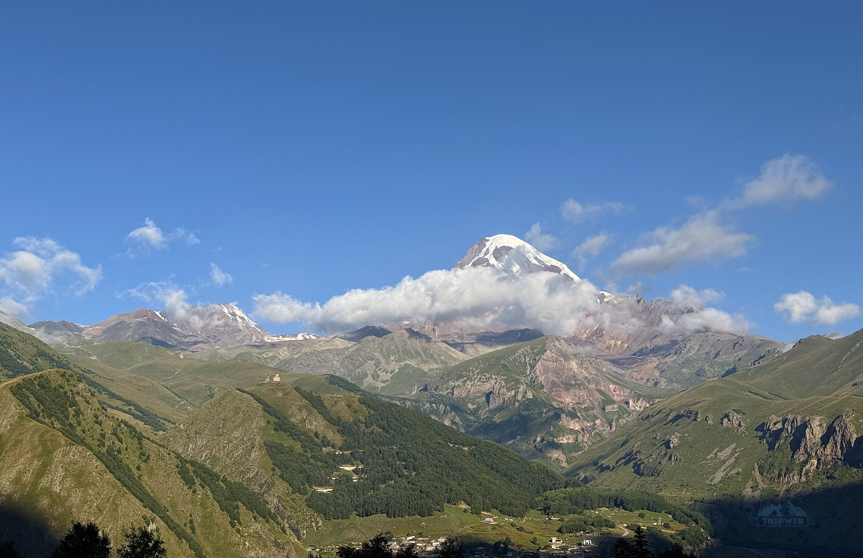 Kazbegi mountains and Gergeti church