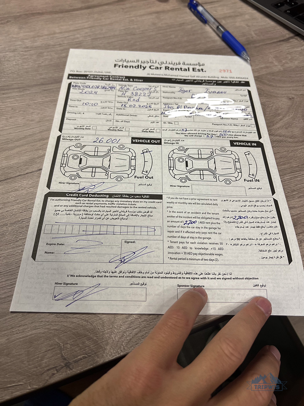 Car rental agreement in dubai