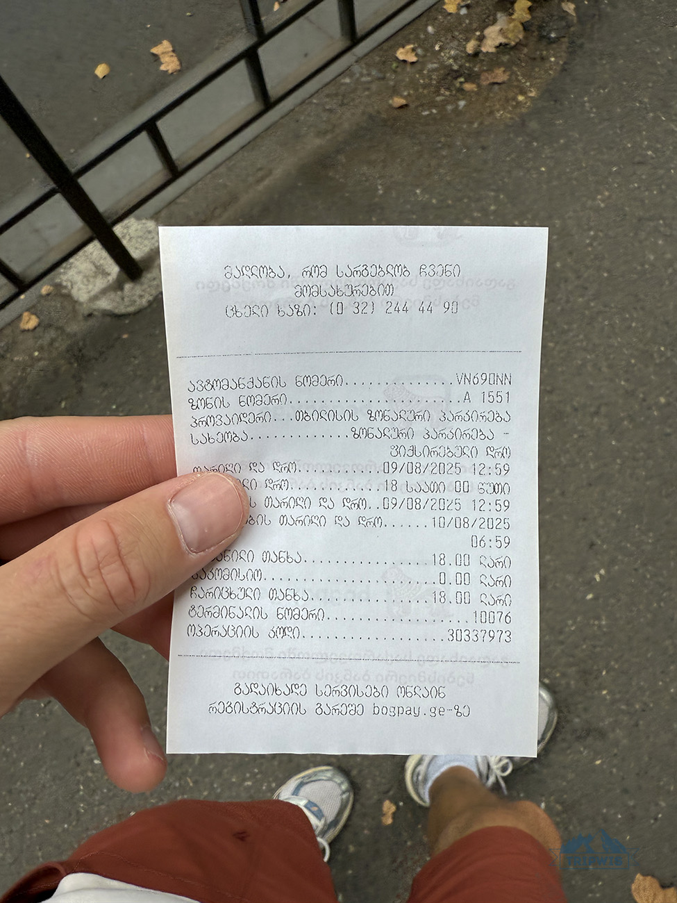parking ticket in Tbilisi