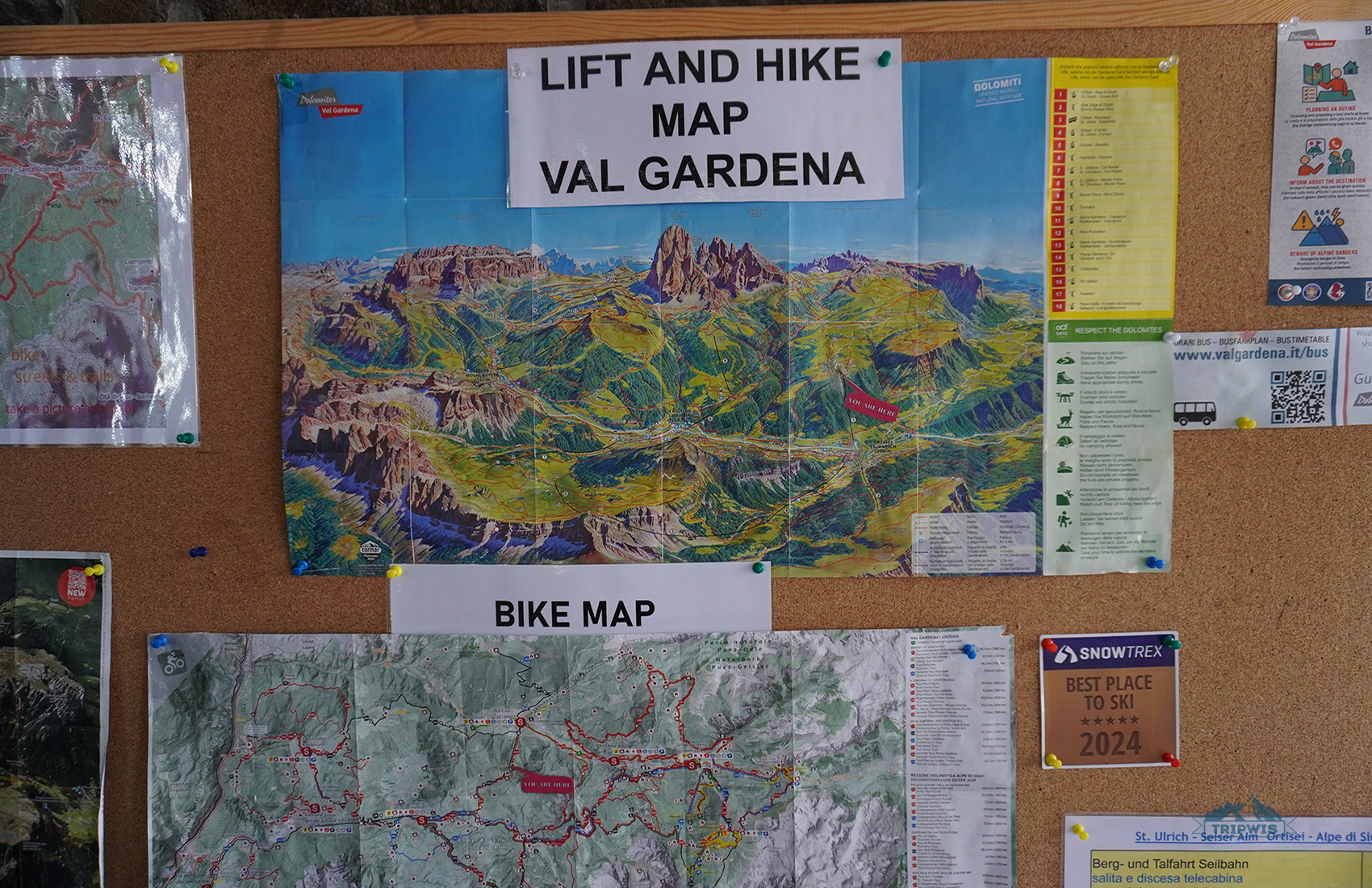 Val Gardena hikes overview map
