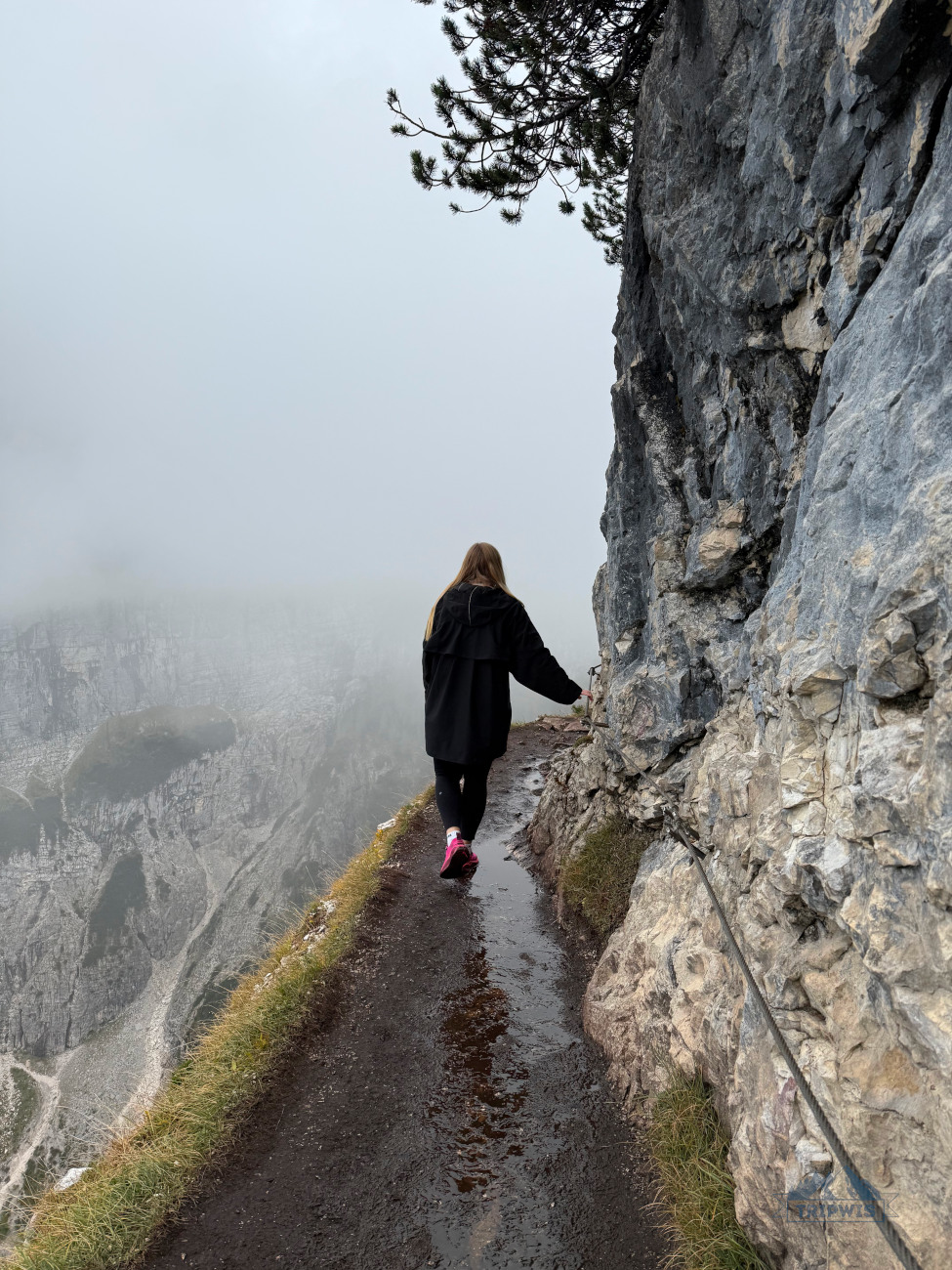 mountain ledge Sorapis hike