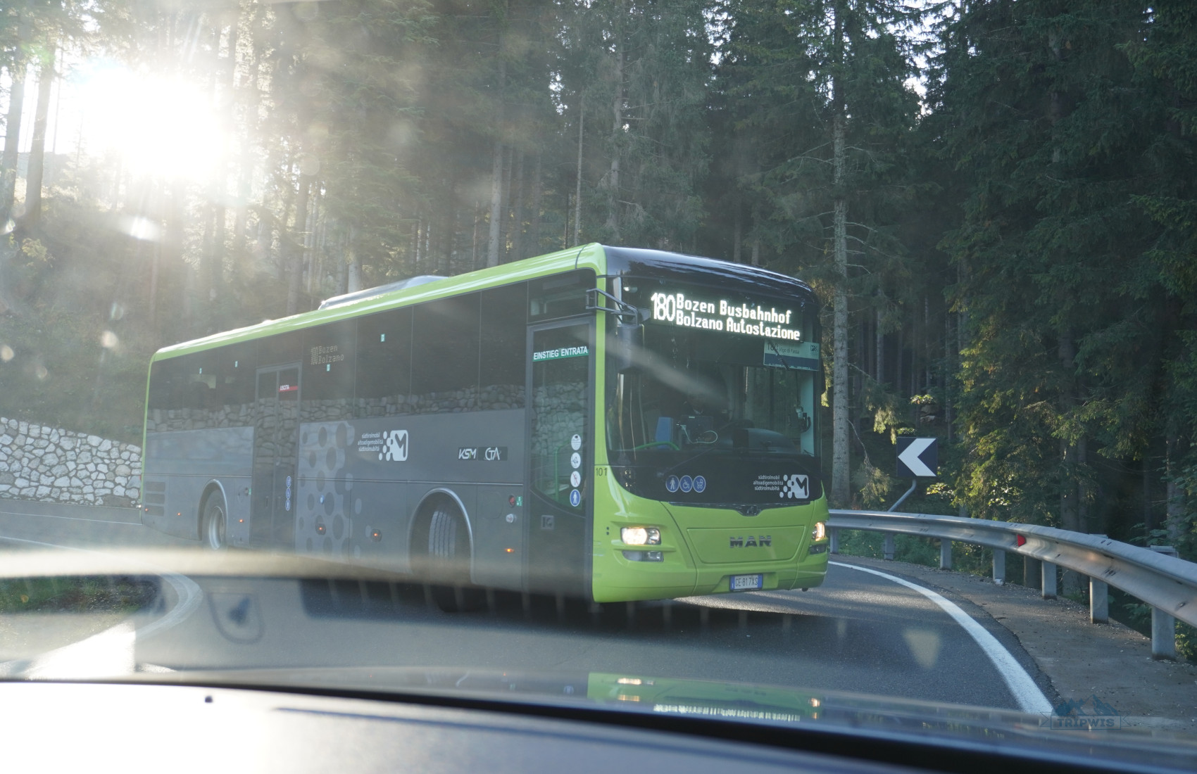 Bus from Bolzano to the Dolomites