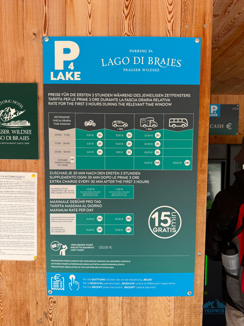 Lago di Braies parking price