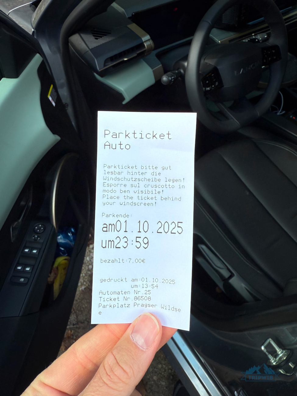 Lago di Braies parking ticket