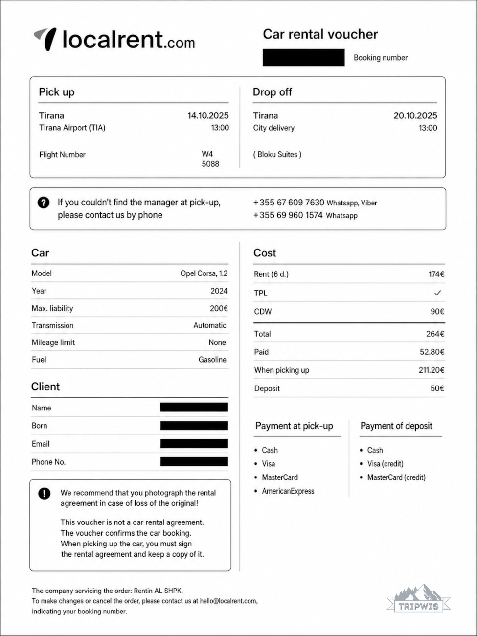 our car rental voucher Localrent