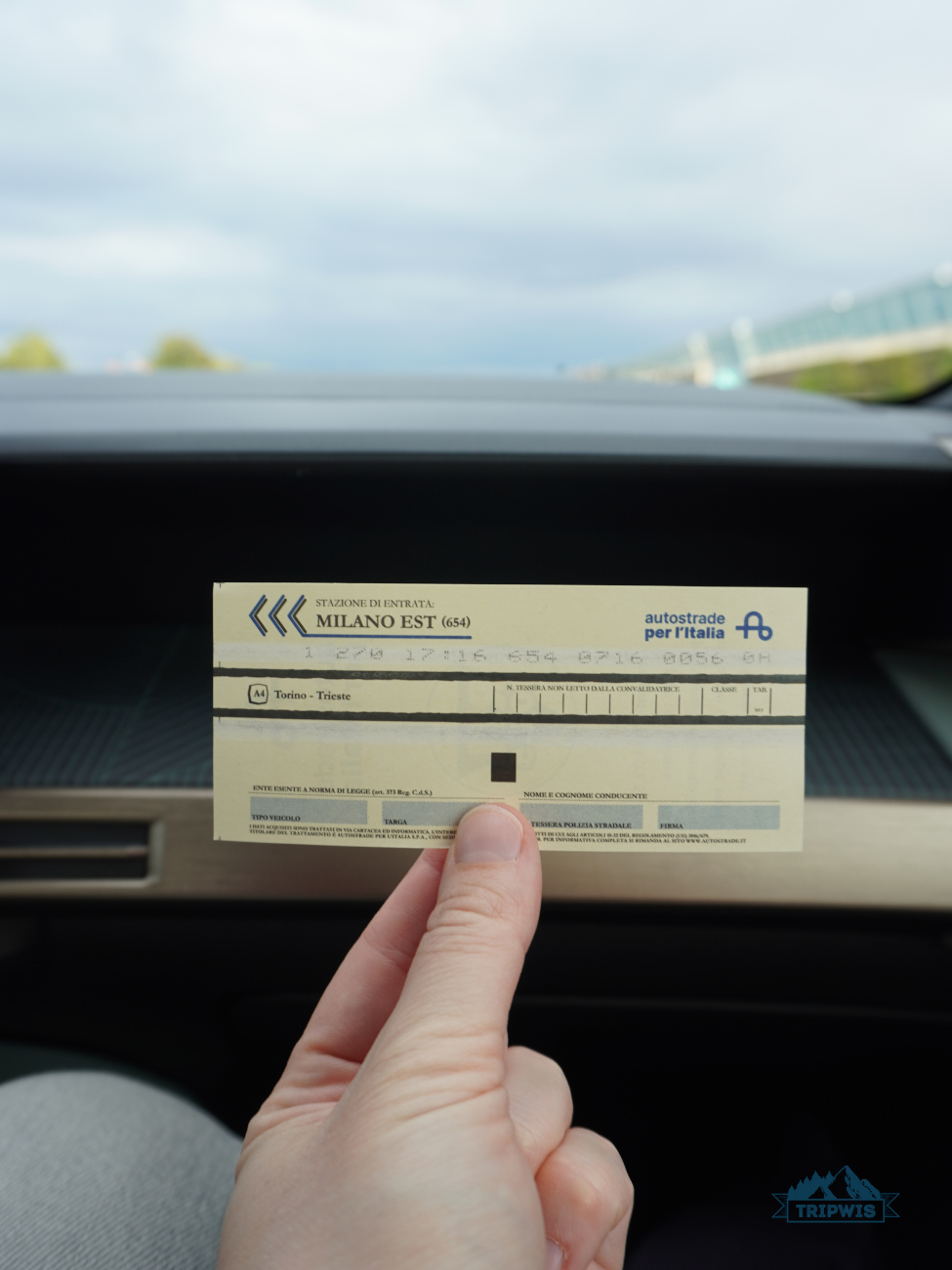 toll road ticket from Milan to the Dolomites