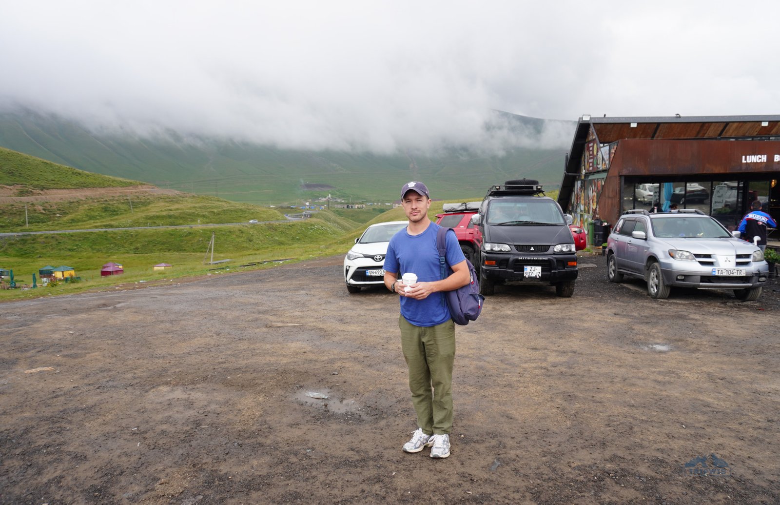 Georgian Military Highway and stop near viewpoint
